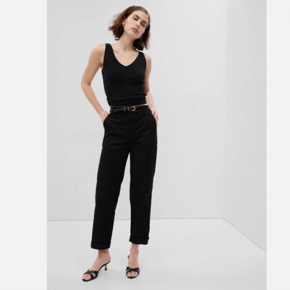 GAP High Rise Girlfriend Khakis Black Stretch Twill Pants Size 16 #819959 RT$60 - Picture 1 of 12